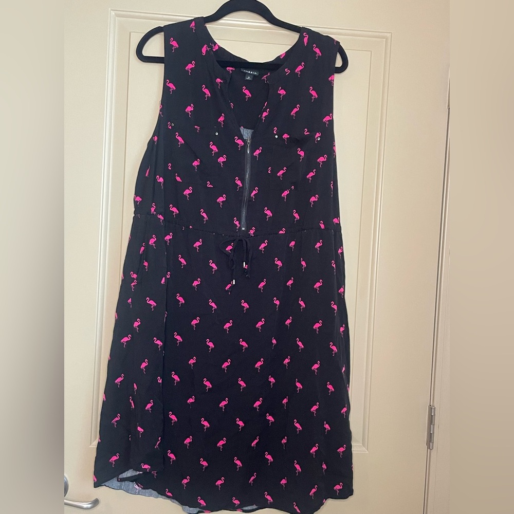 Black & Hot Pink Flamingo Dress